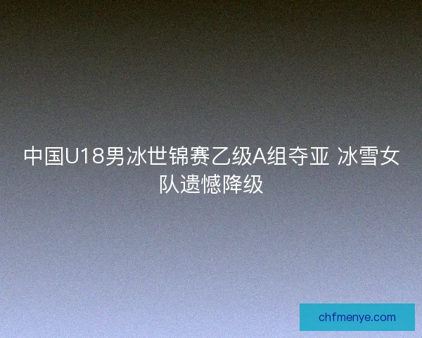 中国U18男冰世锦赛乙级A组夺亚 冰雪女队遗憾降级 中国U18男冰世锦赛乙级A组夺亚 冰雪女队遗憾降级
