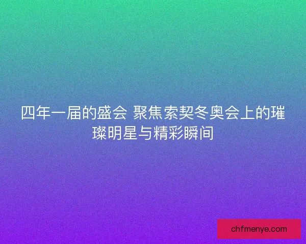 四年一届的盛会 聚焦索契冬奥会上的璀璨明星与精彩瞬间 四年一届的盛会 聚焦索契冬奥会上的璀璨明星与精彩瞬间