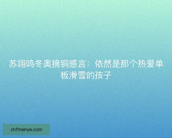 苏翊鸣冬奥摘铜感言:依然是那个热爱单板滑雪的孩子 苏翊鸣冬奥摘铜感言:依然是那个热爱单板滑雪的孩子